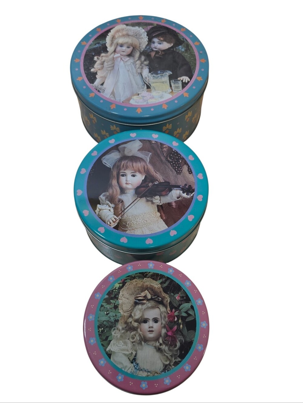 Vintage Current Inc 1987 Antique Dolls Nested Tins Set of 3